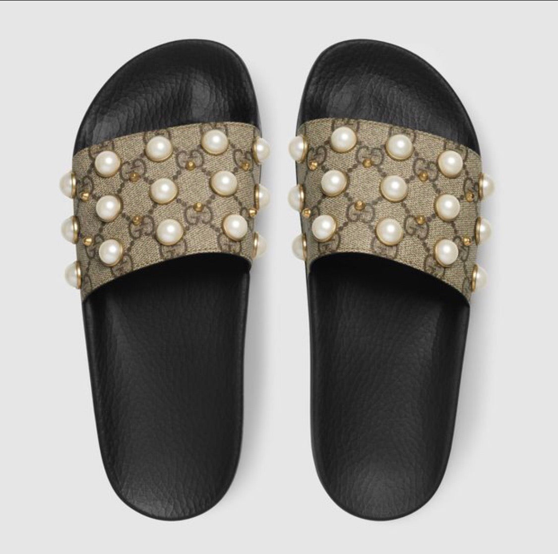 GG Pearl Studded Slides